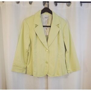 Chicos Women Lime Two Buttons Lined Smart Sateen Merrin 7/8 Jacket Blazer XL New